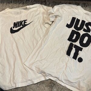 Nike White T-Shirts with Black Print
